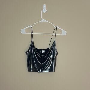 Divided H&M crop top metallic silver Small